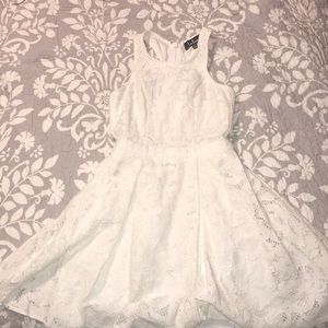 lulus white lace fit and flare dress